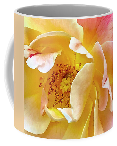Rose Coffee Mug featuring the digital art Yellow Rose Center by Nancy Olivia Hoffmann