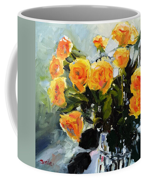 Floral Coffee Mug featuring the painting Yellow Roses by Sheila Romard