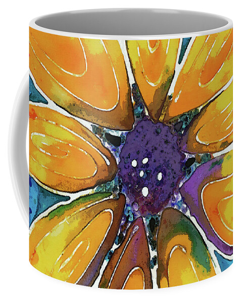 Floral Art Coffee Mug featuring the painting Yellow Sunflower - Floral Art - Sharon Cummings by Sharon Cummings