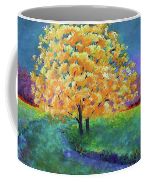 Landscape Coffee Mug featuring the painting Yellow Tree by Karin Eisermann