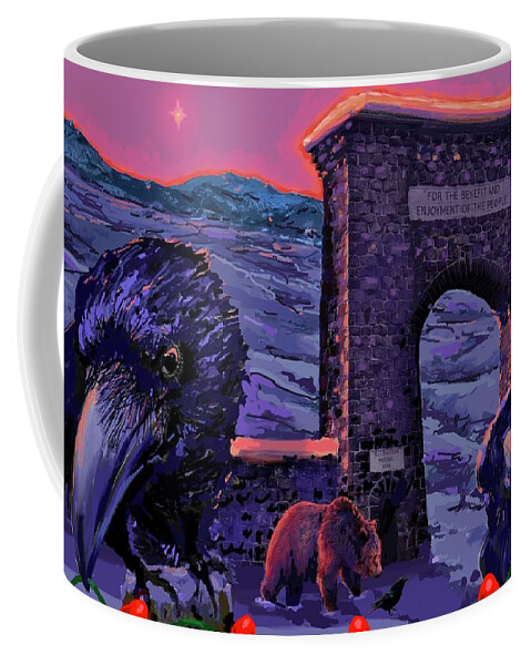 Ravens Coffee Mug featuring the digital art Yellowstone-150 Years by Les Herman