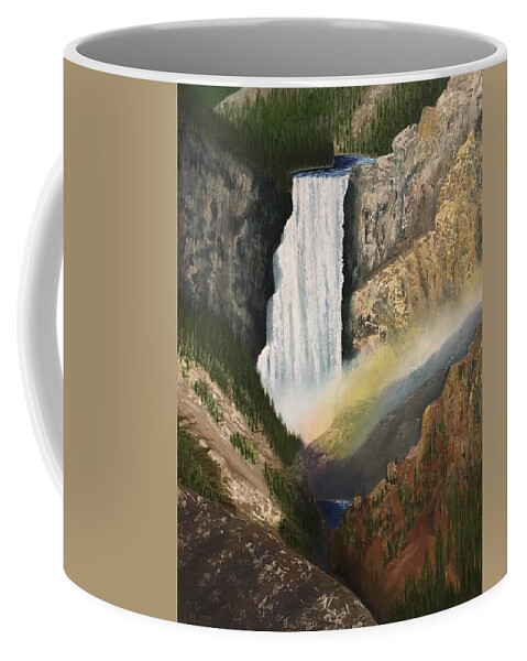Waterfall Coffee Mug featuring the painting Yellowstone Falls by Marlene Little