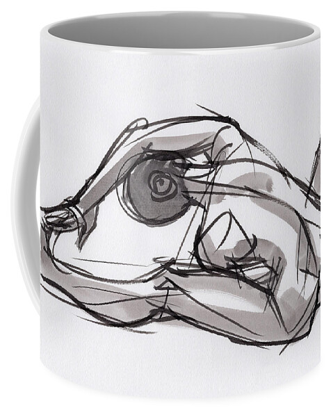 Yoga Coffee Mug featuring the painting Yoga study Uin 21-98 by Judith Kunzle
