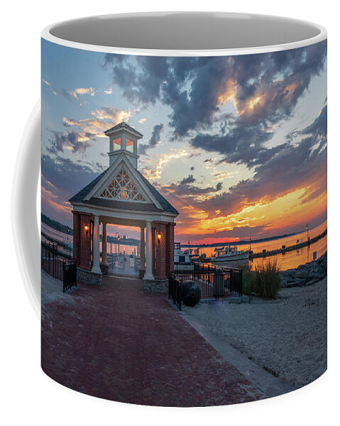 Riverwalk Landing Coffee Mug featuring the photograph Yorktown Marina at Sunrise by Rachel Morrison
