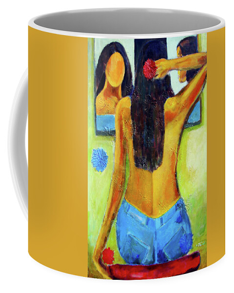Beautiful Figure Wall Art Coffee Mug featuring the painting You Are Beautiful by Habib Ayat