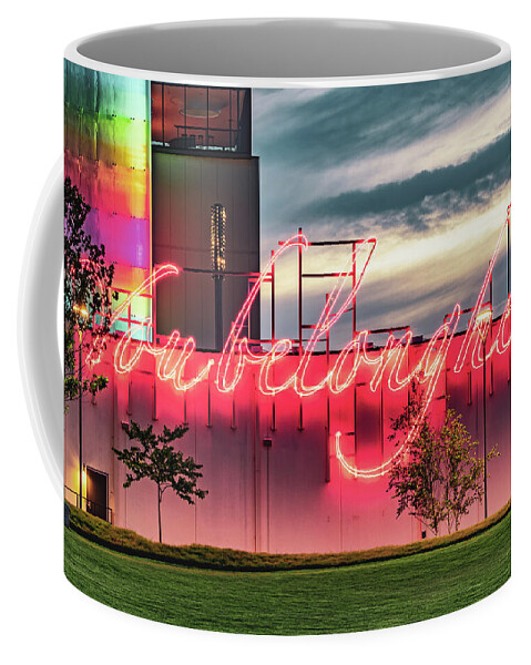 The Momentary Coffee Mug featuring the photograph You Belong Here In Northwest Arkansas - Visual Neon by Gregory Ballos