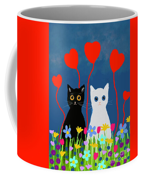 Kittens Coffee Mug featuring the digital art Young kitty love by Elaine Hayward