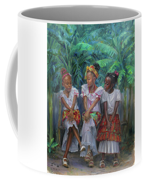 Children Coffee Mug featuring the painting Young Ladies #2 by Jonathan Guy-Gladding JAG