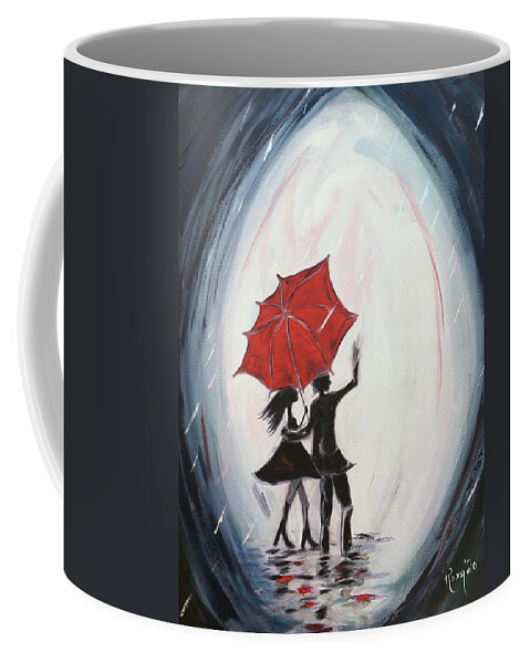 Walking Coffee Mug featuring the painting Young Love Walking by Roxy Rich