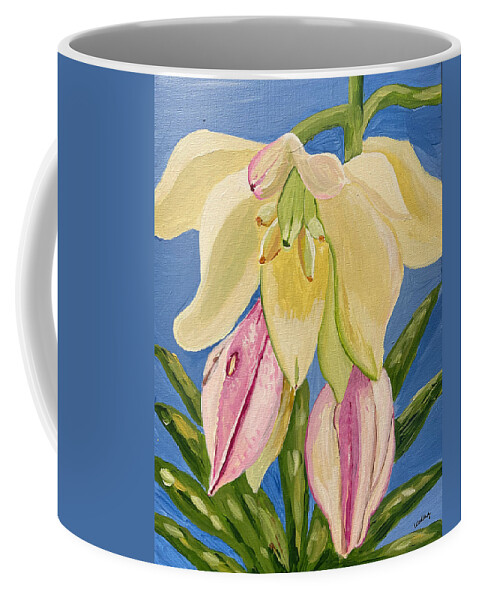 Yucca Coffee Mug featuring the painting Yucca Flower by Christina Wedberg