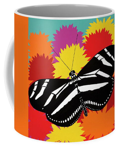 Butterfly Coffee Mug featuring the painting Zebra Butterfly by Synthia SAINT JAMES