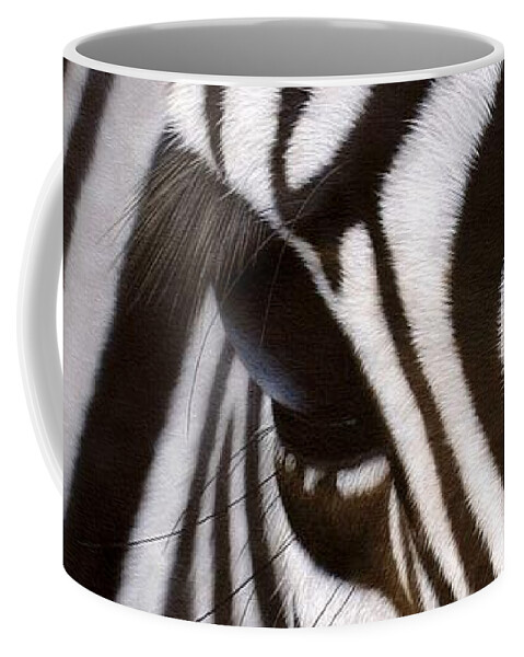 Zebra Coffee Mug featuring the painting Zebra Eye by Rachel Stribbling