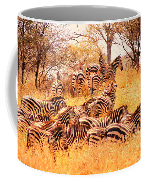 Animal Migration Coffee Mug featuring the photograph Zebra Herd by Bruce Block