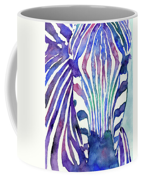 Zebra Coffee Mug featuring the painting Zebra in Blue by Wendy Keeney-Kennicutt