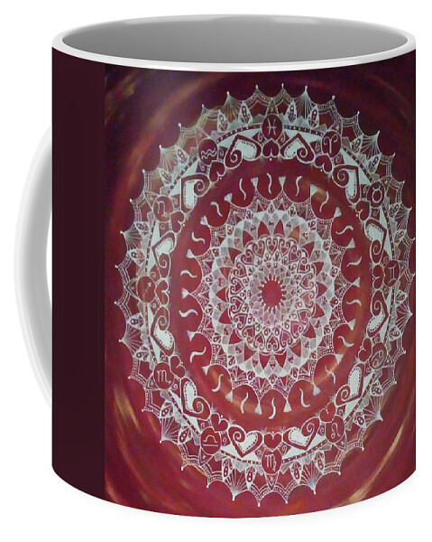 Mandala Coffee Mug featuring the painting Zodiac Mandala by Eseret Art