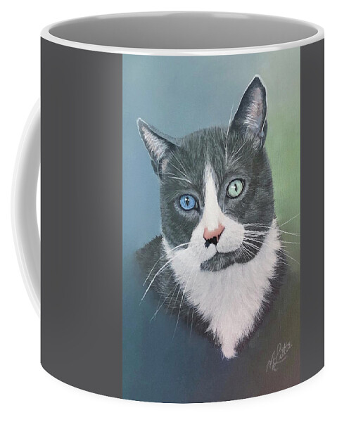 Domestic Cat Coffee Mug featuring the painting Zoe by Marlene Little