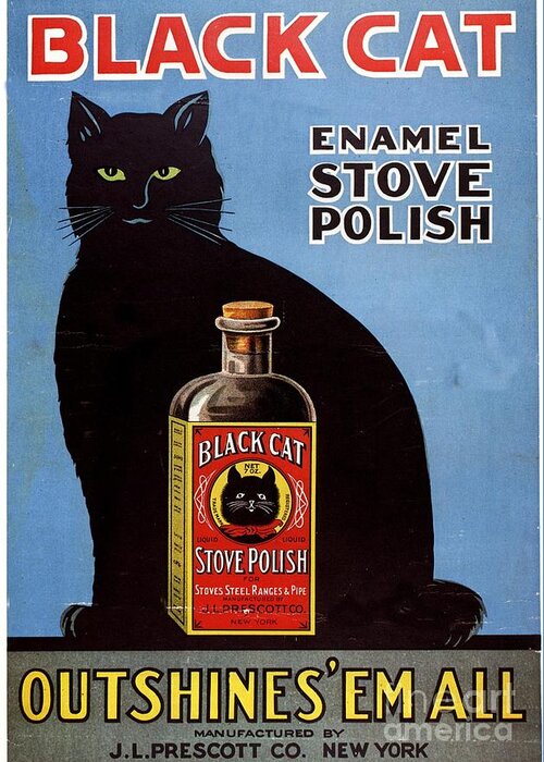 1920s Greeting Card featuring the drawing 1920s Usa Cats Black Cat Enamel Stove by The Advertising Archives