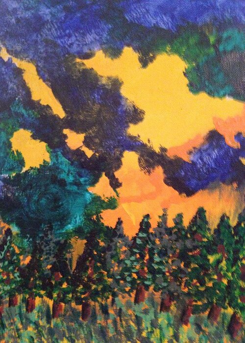 Forest Fire Greeting Card featuring the painting A Hotshot Fire by Erika Jean Chamberlin