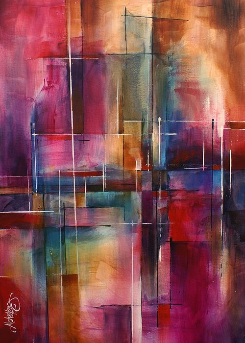 Abstract Greeting Card featuring the painting ' City Limits ' by Michael Lang