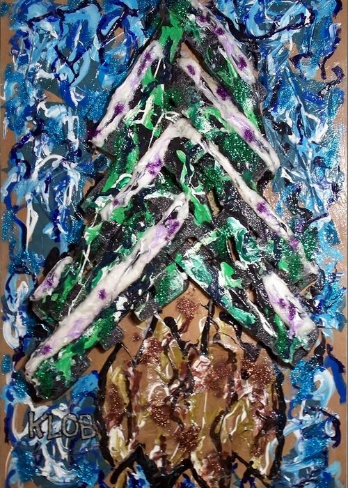 Evergreen Greeting Card featuring the painting  evergreen '15 Boston Blizzards of 2015 by Kevin OBrien