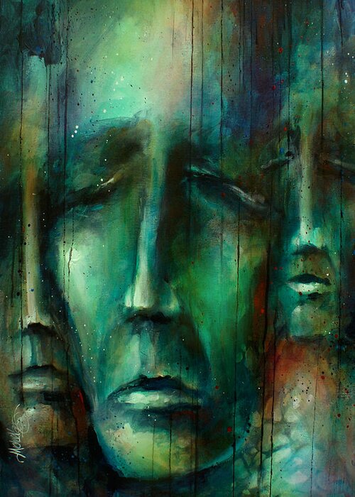 Figurative Greeting Card featuring the painting ' Heros ' by Michael Lang
