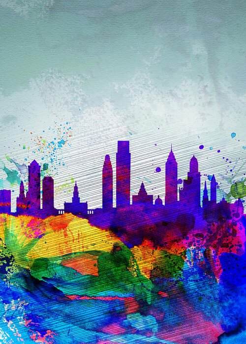 Philadelphia Greeting Card featuring the painting Philadelphia Watercolor Skyline by Naxart Studio