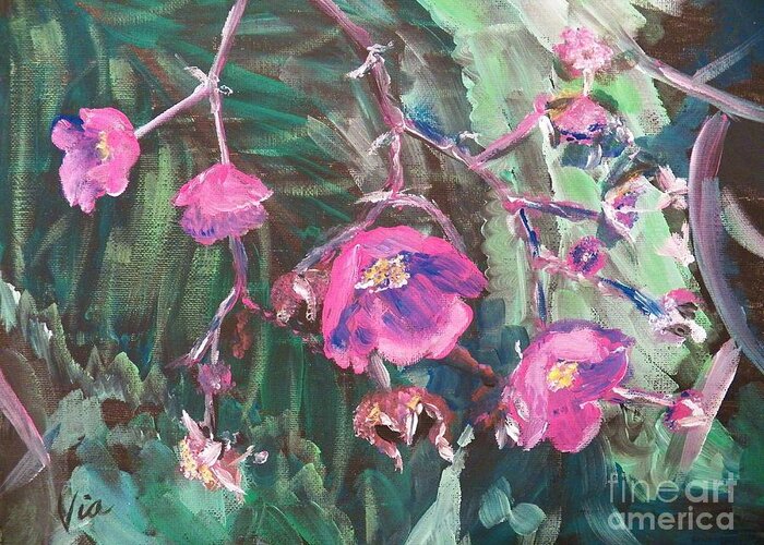 Wildflower Greeting Card featuring the painting Ptg Adirondack Wildflower by Judy Via-Wolff