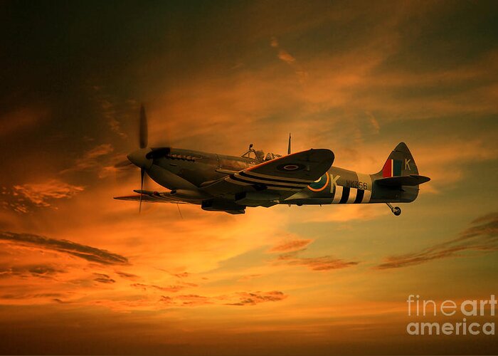 Spitfire Art Greeting Card featuring the digital art Spitfire Glory by Airpower Art