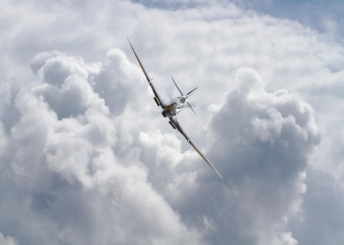 Aircraft Greeting Card featuring the digital art Spitfire - Magic of Flight by Pat Speirs