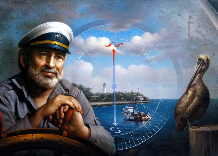 Island Greeting Card featuring the painting St. Simons Island Sea Captain 5 by Yoo Choong Yeul