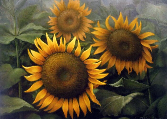 Flower Greeting Card featuring the painting Sunflower 4 by Yoo Choong Yeul