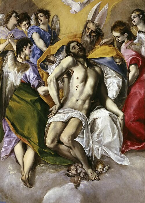 El Greco Greeting Card featuring the painting The Holy Trinity by El Greco