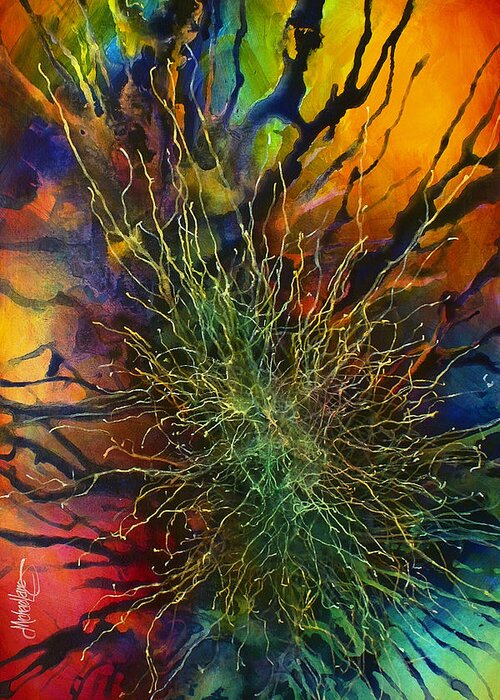 Abstract Greeting Card featuring the painting ' Utopia' by Michael Lang
