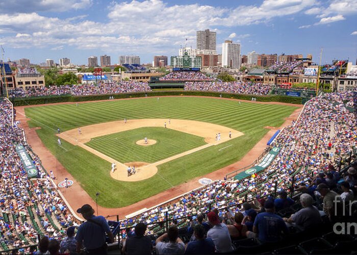 Chicago Greeting Card featuring the photograph 0100 Wrigley Field - Chicago Illinois by Steve Sturgill