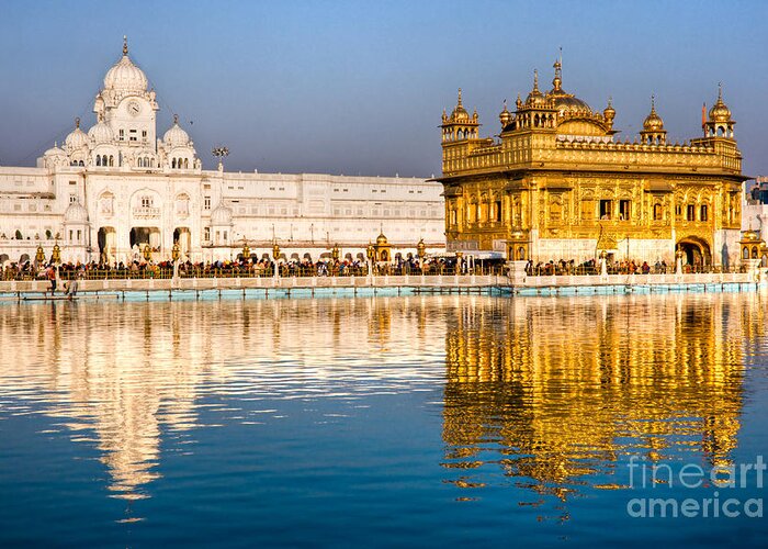 Amritsar Greeting Card featuring the photograph Golden Temple in Amritsar - Punjab - India #1 by Luciano Mortula