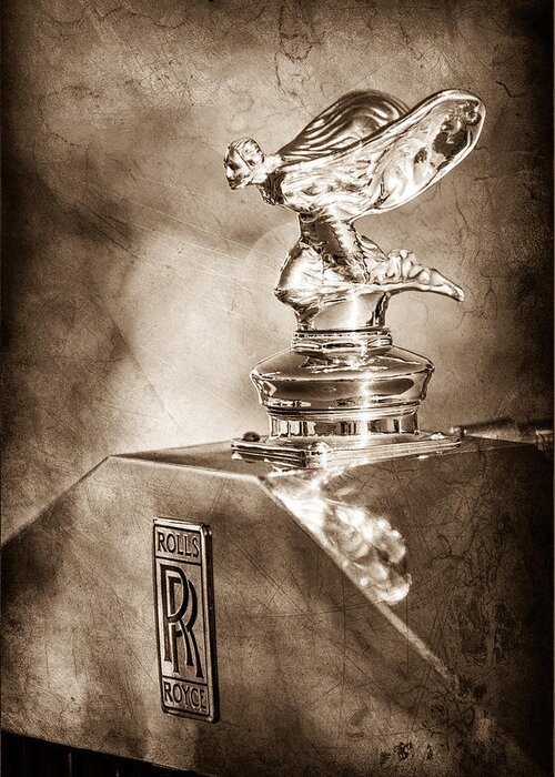 1948 Rolls-royce Hood Ornament Greeting Card featuring the photograph 1948 Rolls-Royce Hood Ornament - Emblem by Jill Reger