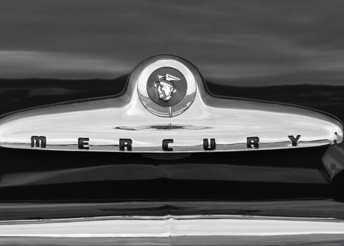 1949 Mercury Coupe Emblem Greeting Card featuring the photograph 1949 Mercury Coupe Emblem by Jill Reger