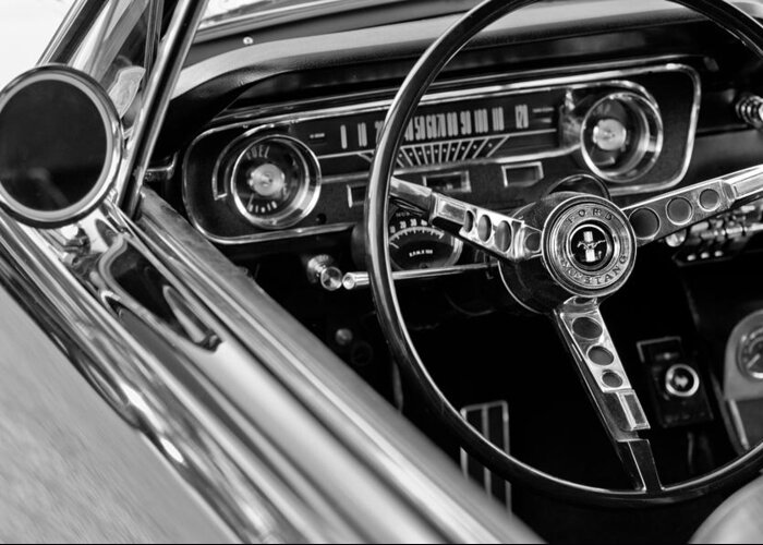 1965 Shelby Prototype Ford Mustang Steering Wheel Greeting Card featuring the photograph 1965 Shelby prototype Ford Mustang Steering Wheel by Jill Reger