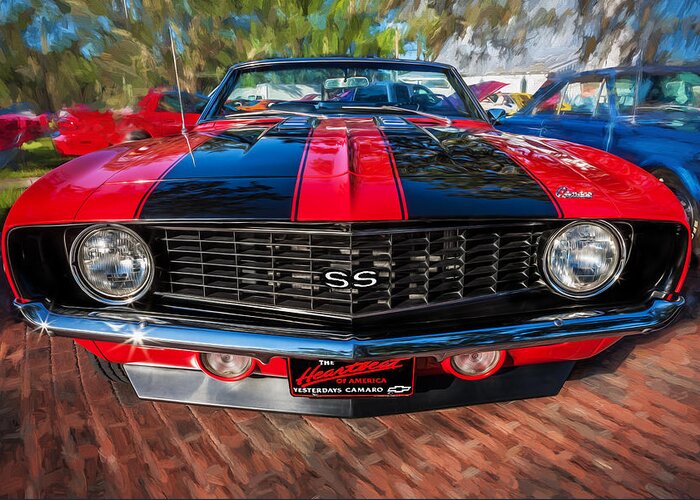 1969 Chevrolet Camaro Greeting Card featuring the photograph 1969 Chevy Camaro SS Painted by Rich Franco