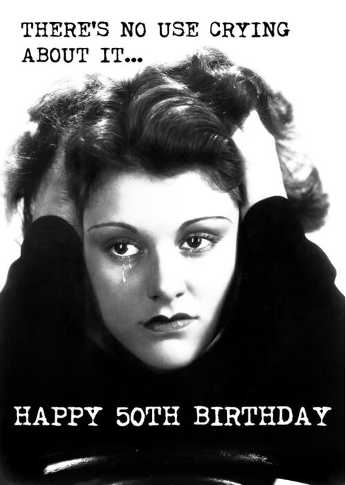 Black And White Greeting Card featuring the photograph 50th Birthday Greeting Card by Communique Cards