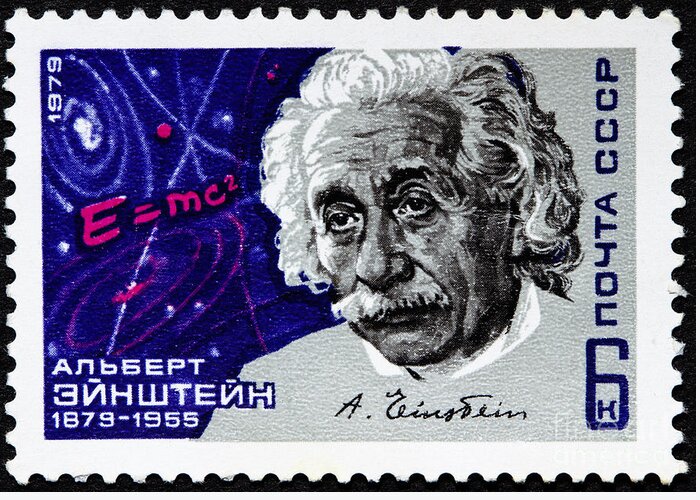 Albert Einstein Greeting Card featuring the photograph Albert Einstein Stamp by GIPhotoStock