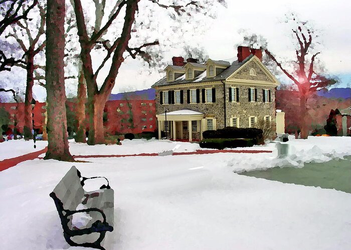 Allentown Pa Greeting Card featuring the photograph Allentown PA Bench at Trout Hall by Jacqueline M Lewis