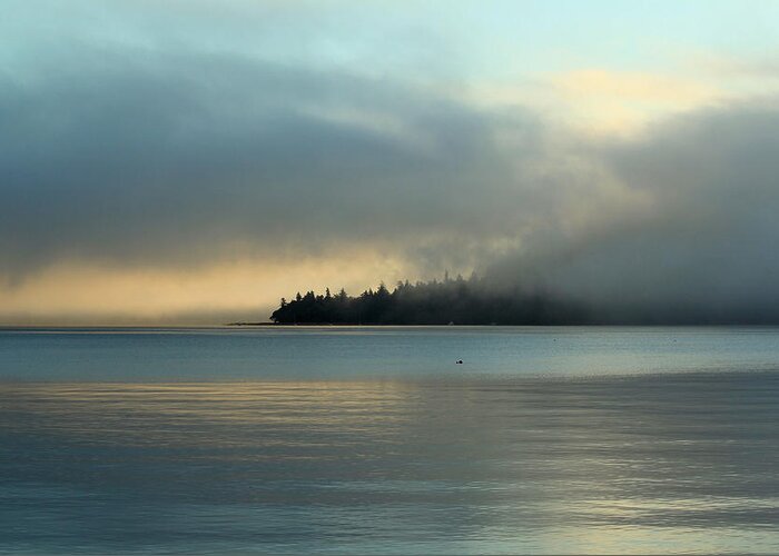 Sunrise Greeting Card featuring the photograph An Island in Fog by E Faithe Lester