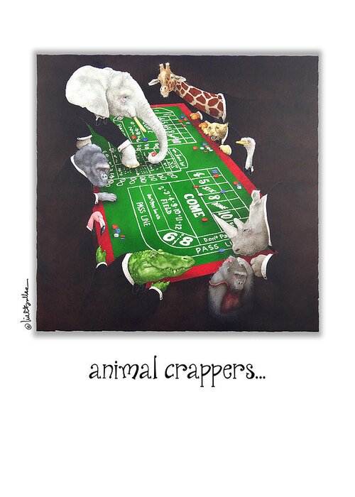 Will Bullas Greeting Card featuring the painting Animal Crappers... #1 by Will Bullas