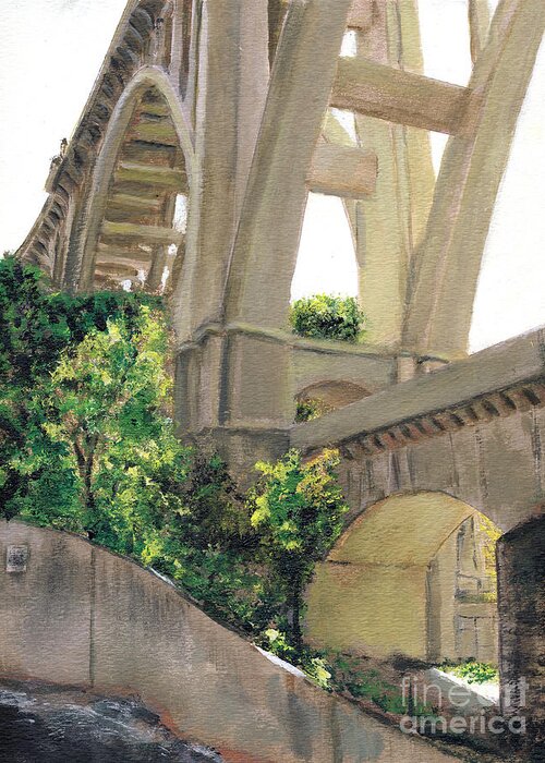 California Greeting Card featuring the painting Arroyo Seco Bridge #1 by Randy Sprout