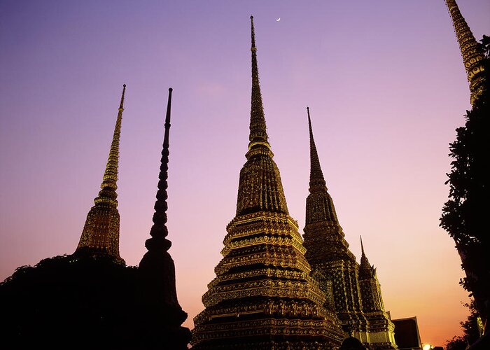 Sunset Greeting Card featuring the photograph Asia, Thailand, Bangkok, Temple Wat Pho #1 by Tips Images