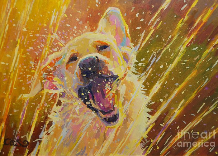 Yellow Lab Greeting Card featuring the painting August by Kimberly Santini