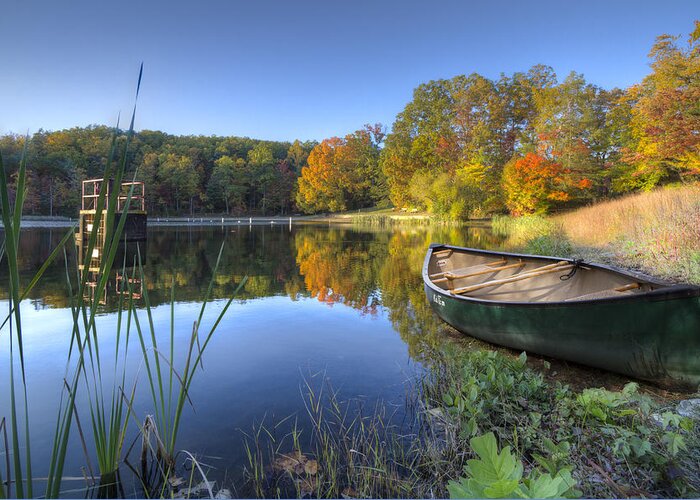 Appalachia Greeting Card featuring the photograph Autumn Lake #2 by Debra and Dave Vanderlaan
