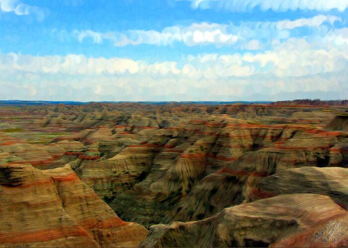 Canyon Greeting Card featuring the painting Badlands South Dakota #1 by Bruce Nutting