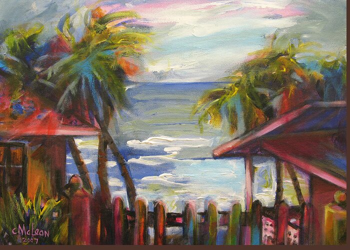 Beach Greeting Card featuring the painting Beach Houses by Cynthia McLean